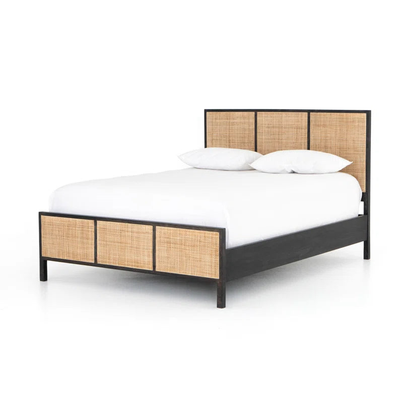 Solid Wood Natural Cane Without Storage Bed - Furnishiaa -  -